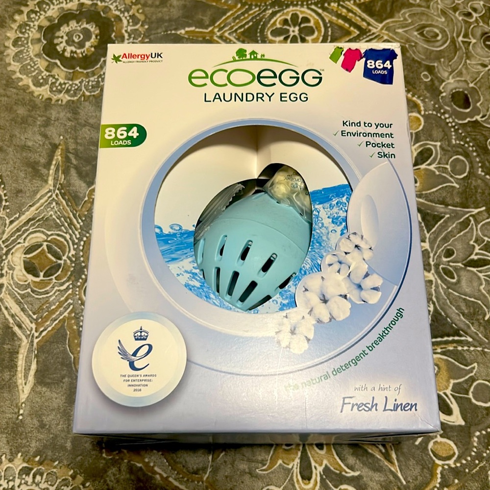 NEW - EcoEgg Laundry Detergent Egg -  864 washes (Fresh Linen scent)